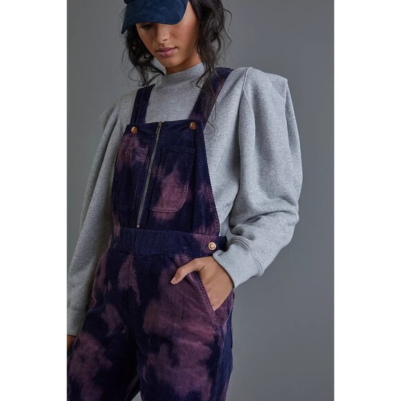 Anthropologie PILCRO Slim Corduroy Overalls Size 29 Purple Tie Dye Jumpsuit - Picture 3 of 16